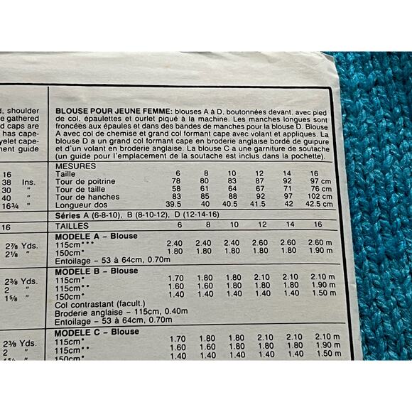 McCalls 3377 pattern blouse button down puff sleeve half sleeve size 8 10 12 - Picture 6 of 7